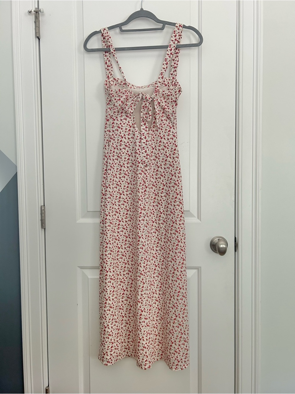 Abercrombie Cream White Rose Floral Print Midi Dress Size XSmall Petite - Picture 6 of 7